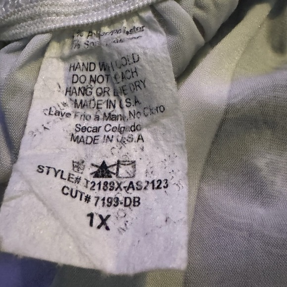 Bleeker & McDougal 1X Top Shirt Blue Paisley Short Sleeve Scoop Neck Ruched - Picture 7 of 7